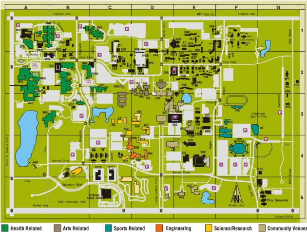 usf tampa map